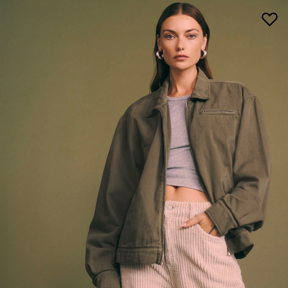 Reformation Marco Bomber Jacket Dark Olive